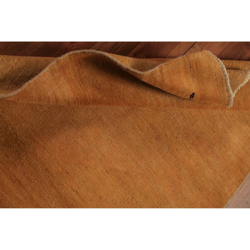 Orange Gabbeh Oriental Rug Hand-Knotted Wool Carpet - 3'0" x 3'10"