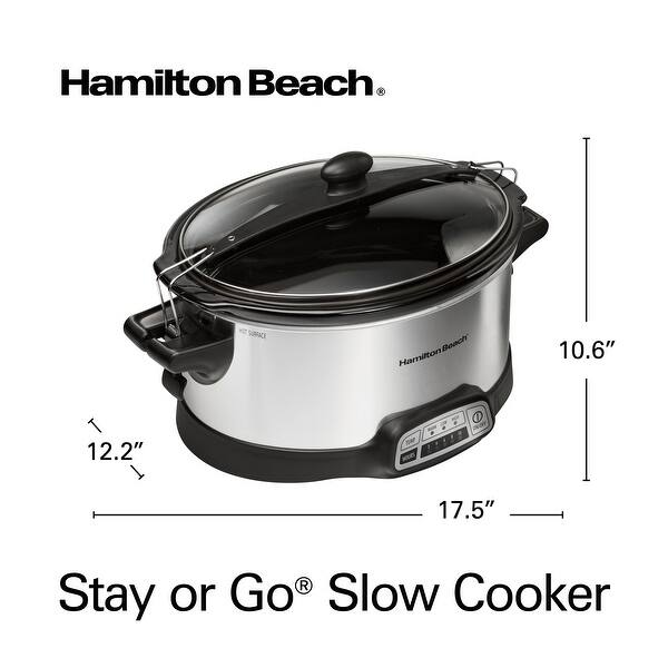 Programmable Stay or Go 6 Qt. Stainless Steel Slow Cooker with Bonus Party Dipper Programmable Stay or Go 6 Qt. Stainless Steel Slow Cooker with Bonus Party Dipper