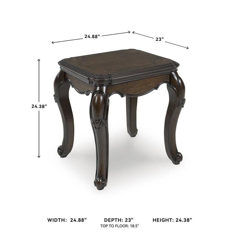 Signature Design by Ashley Maylee Dark Brown End Table - 25" W x 23" D x 24" H