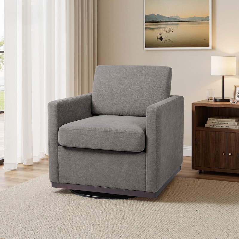 Modern Upholstered Swivel Armchair for Living Room - 1-Piece - Taupe