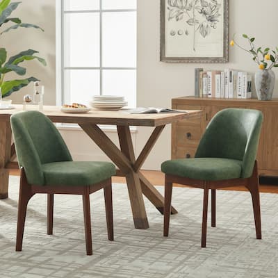 set of 2 upholstered side chairs with wooden legs, suitable for kitchen, dining room and office