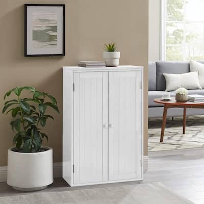 Bathroom Storage Cabinet Freestanding Wooden Floor Cabinet with Adjustable Shelf and Double Door