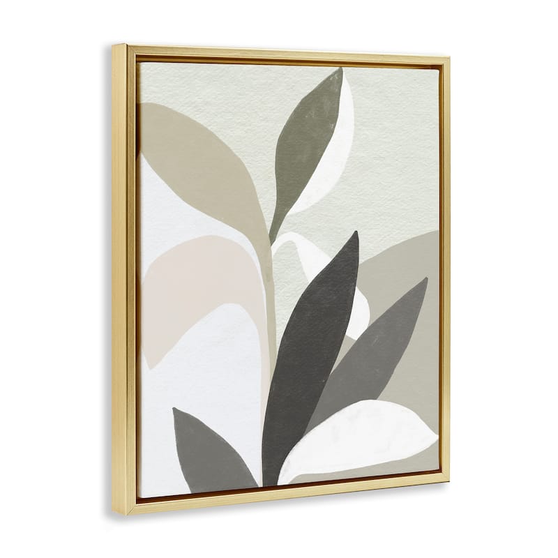 Stupell Organic Soft Leaf Shapes Framed Floater Canvas Wall Art Design By June Erica Vess