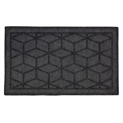 Gray Diamond Patterned Rectangular Coir Doormat 18" x 30" - 30