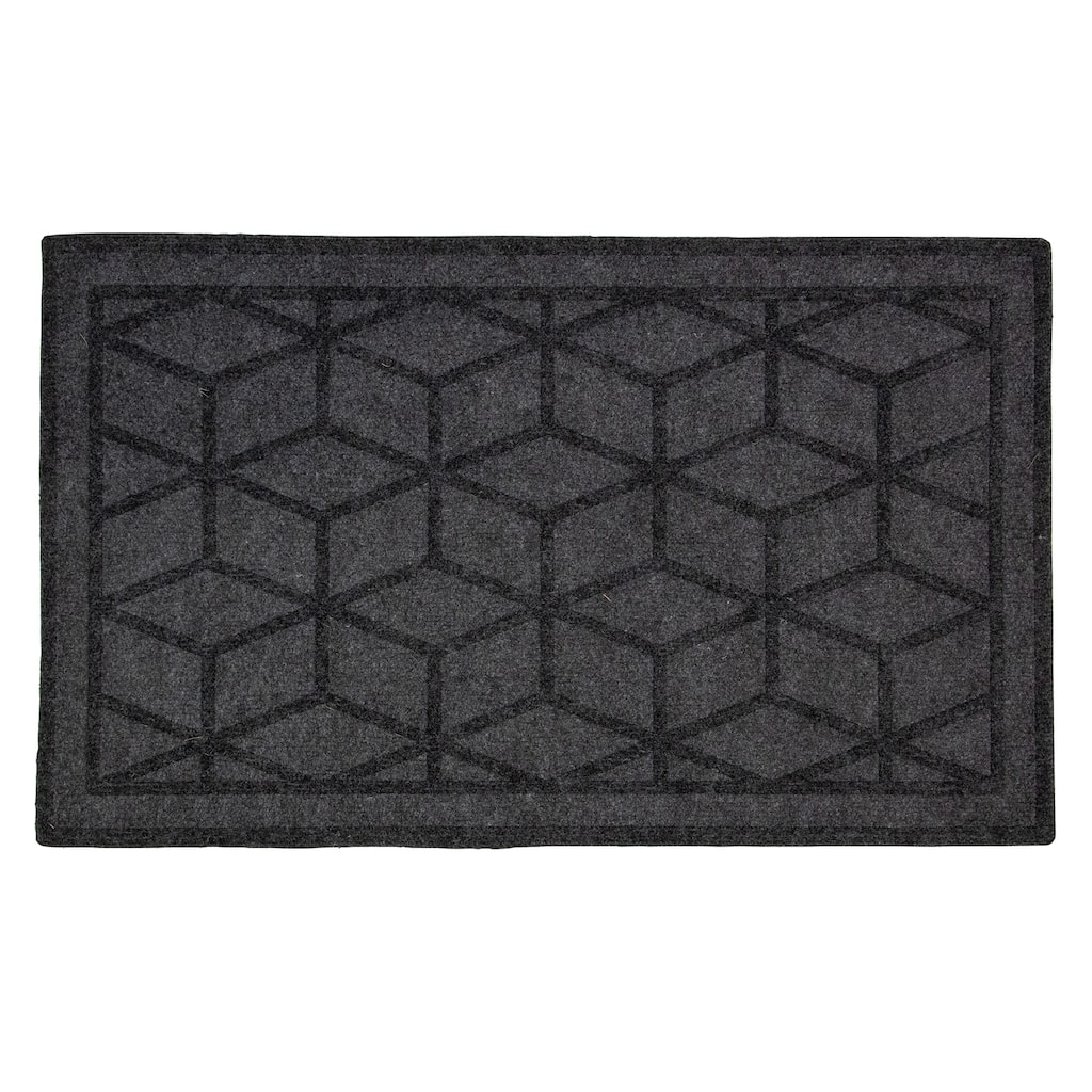 Gray Diamond Patterned Rectangular Coir Doormat 18" x 30" - 30