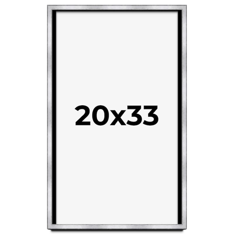 20x33 Shadow Box Frame Silver | 1.375 Inches Deep Real Wood