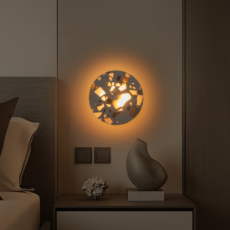 Terrazzo LED Wall Light with Multicolor Marble Pattern Fixture