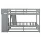 preview thumbnail 9 of 8, Wooden Twin-Over-Full Bunk Bed with Safety Guardrails, Slide and Storage Staircase,Grey