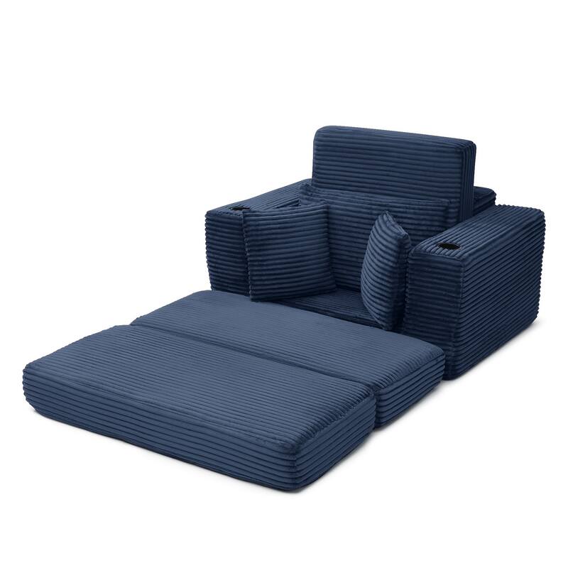 52.4'' Boneless Chaise Lounge Chair Indoor-Oversized Cloud-Like Cozy Comfy Modular 3-in-1 Sofa Bed