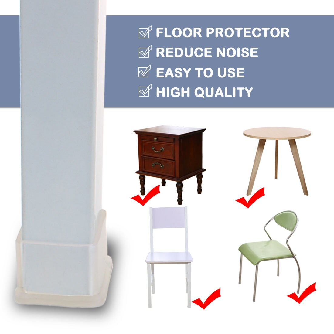 24pcs Soft Clear Furniture Table Chair Leg Feet Glide Slide Pad Floor Protector 24pcs Soft Clear Furniture Table Chair Leg Feet Glide Slide Pad Floor Protector