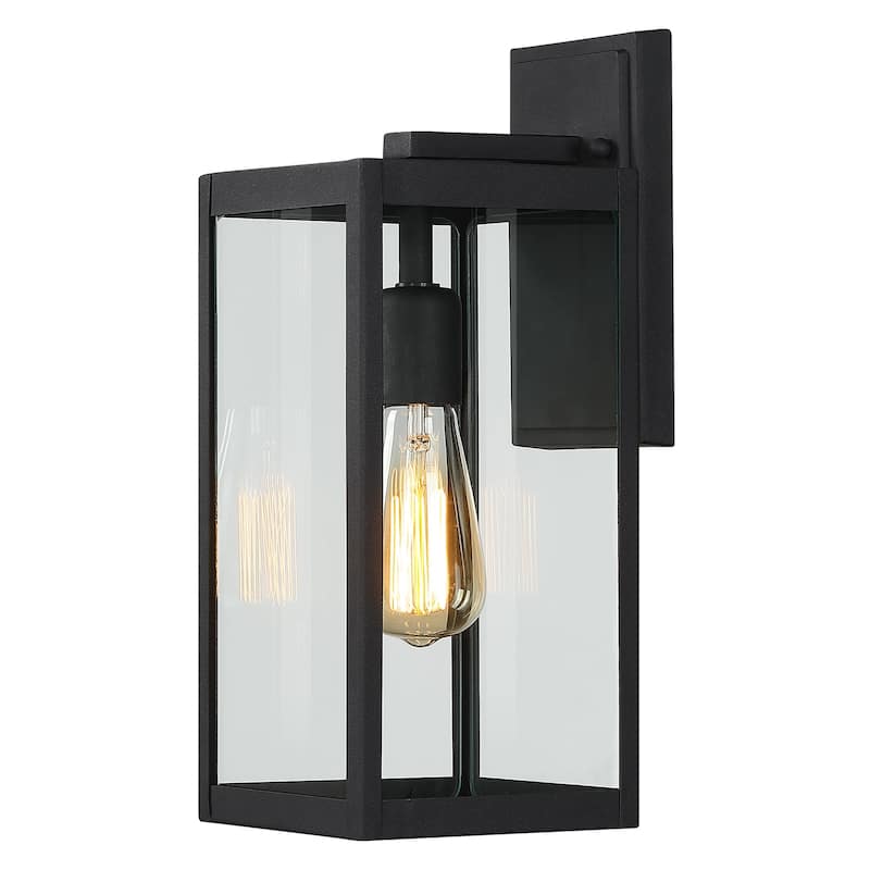 Black Outdoor Exterior Wall Lantern Sconce Light - 15" H