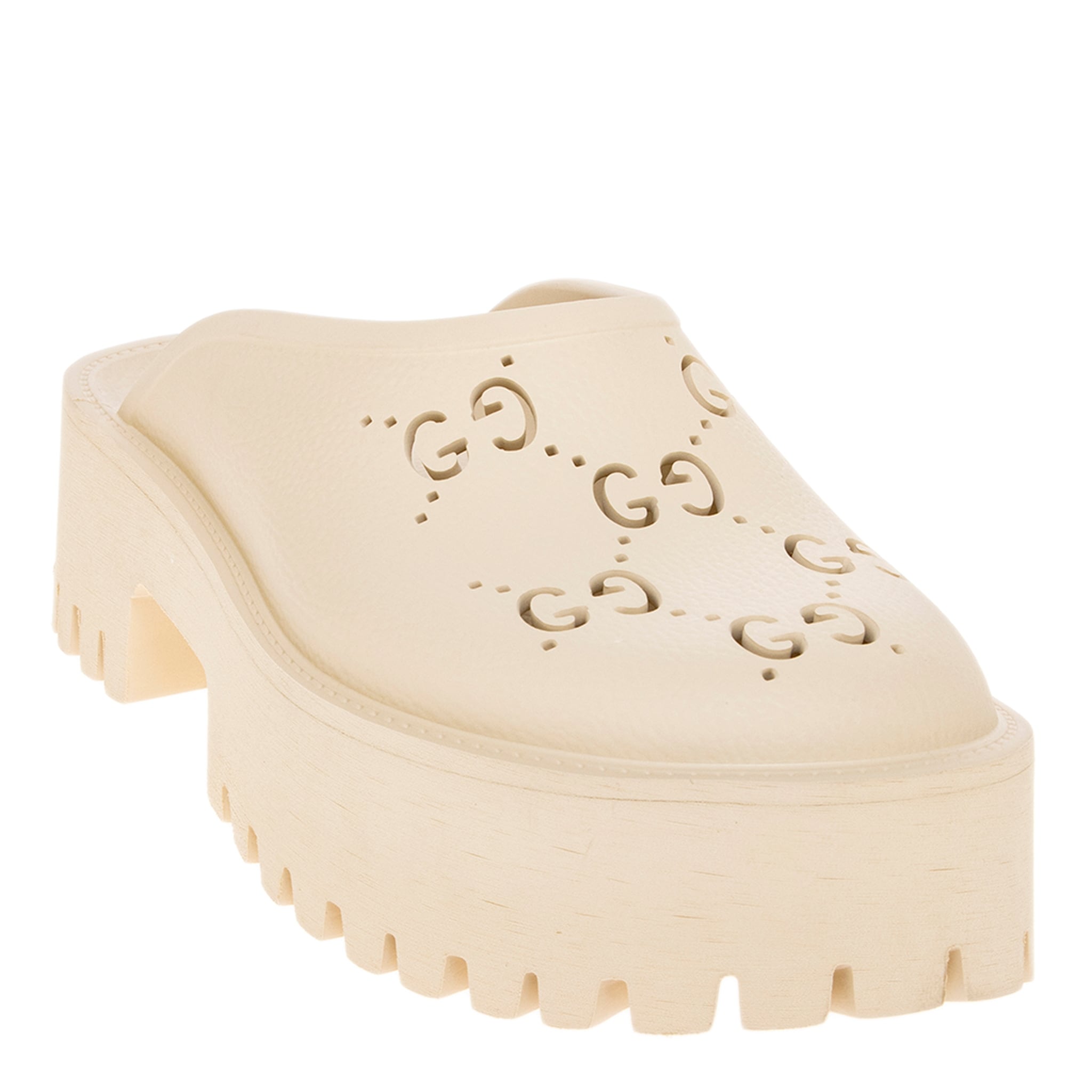 Gucci Perforated GG Platform Slides