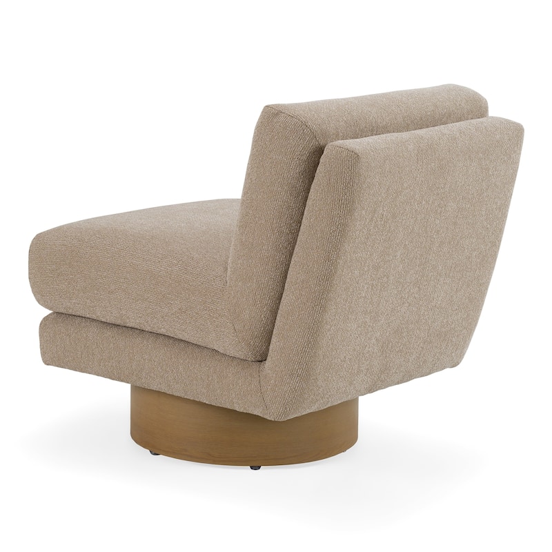 Petito Modern Beige Fabric & Chestnut Accent Chair