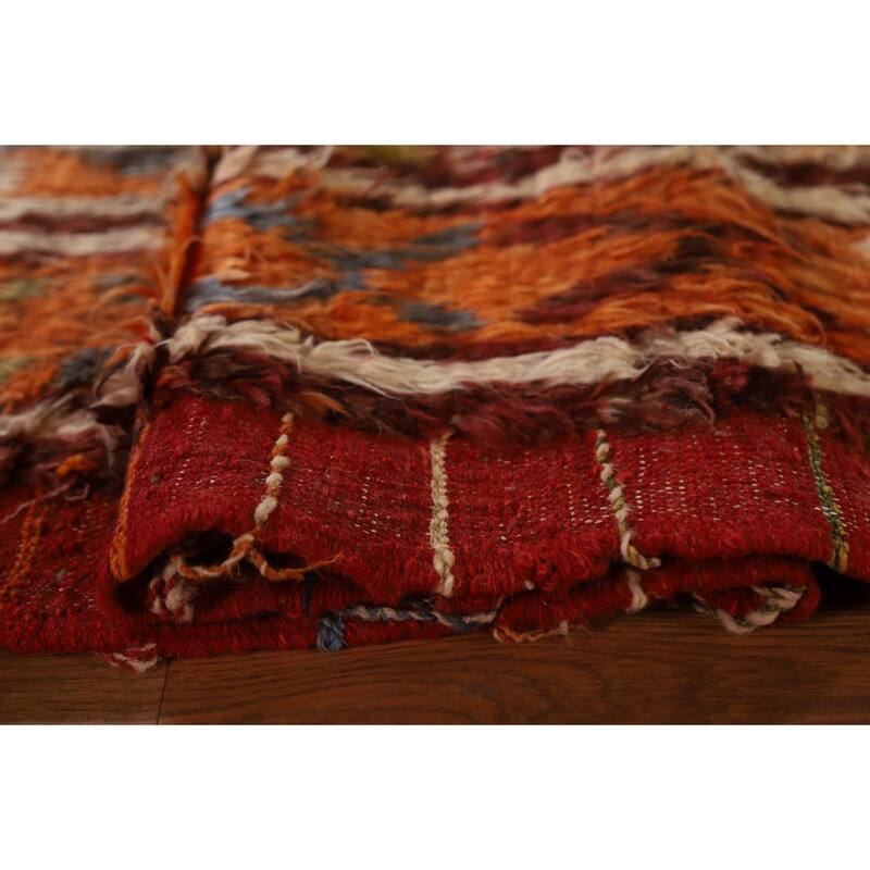 Hand Knotted Oriental 100% Wool Carpet Modern Tribal Red Moroccan Area Rug - 10' 0'' X 6' 9''