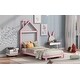 preview thumbnail 21 of 41, Twin Size Wood Platform Bed with House-shaped Headboard for Kids, Boys and Girls