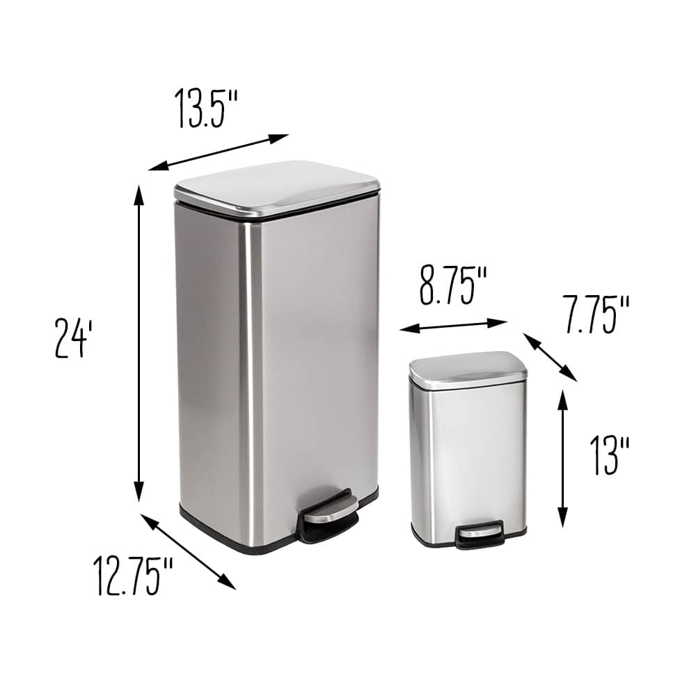 Stainless Steel Set of Step Trash Cans (5L and 30L) On Sale Bed