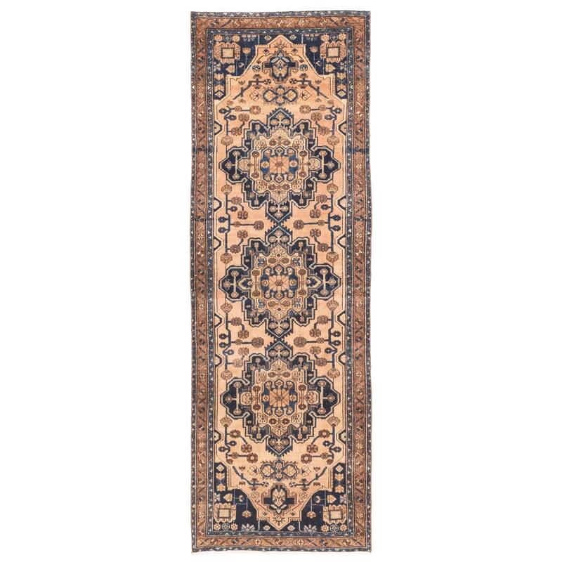 ECARPETGALLERY Hand-knotted Antalya Vintage Light Copper Wool Rug - 3'3 x 9'9