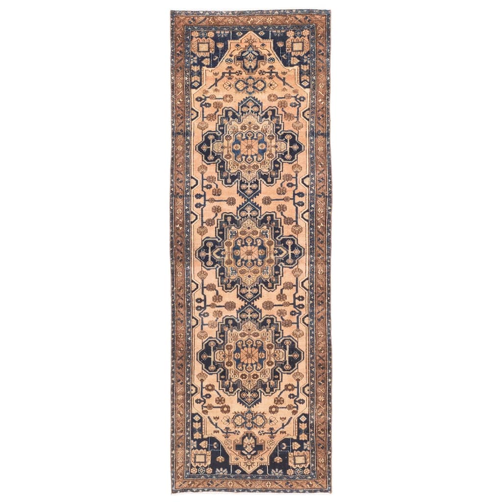ECARPETGALLERY Hand-knotted Antalya Vintage Light Copper Wool Rug - 3'3 x 9'9