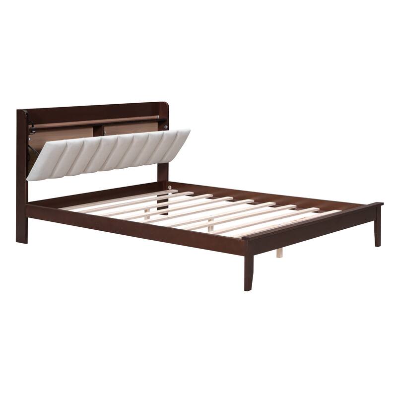 Queen size Platform Bed with USB Charging Station and Storage