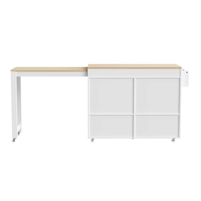 Kitchen Island with Spice Rack and 2 Drawers