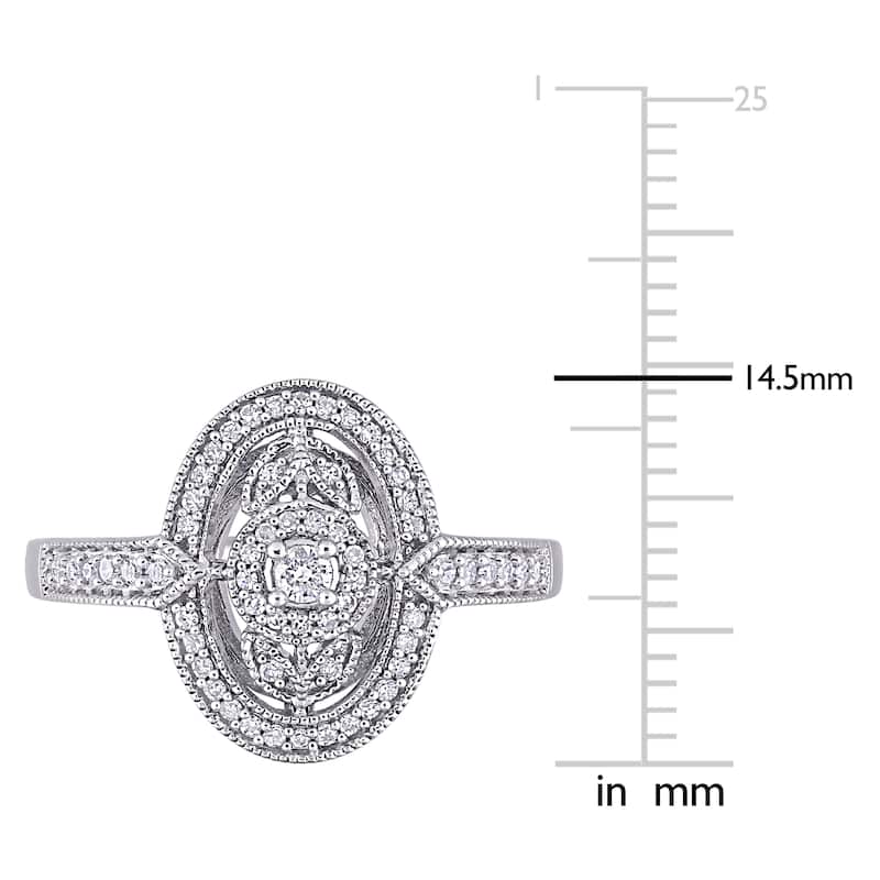 1/4ct TDW Diamond Floral Halo Engagement Ring in Sterling Silver by Miadora