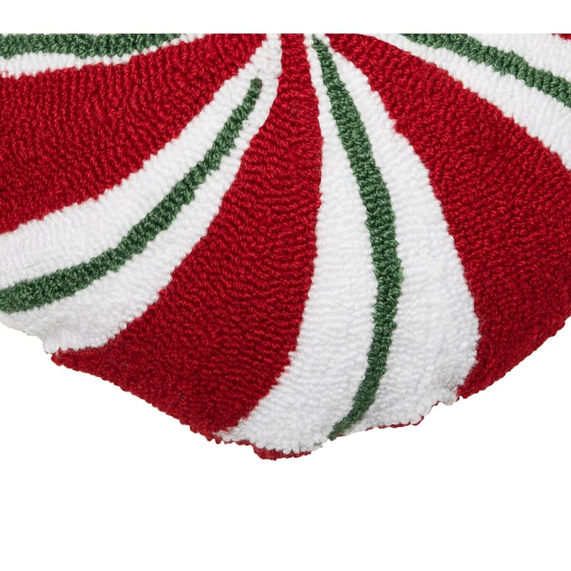 Christmas Peppermint Shaped Hooked Pillow