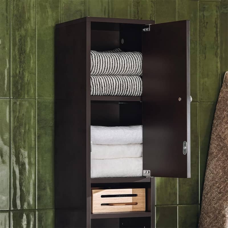Black Bathroom Tall Cabinet - 7.87"D x 7.87"W x 70.87"H