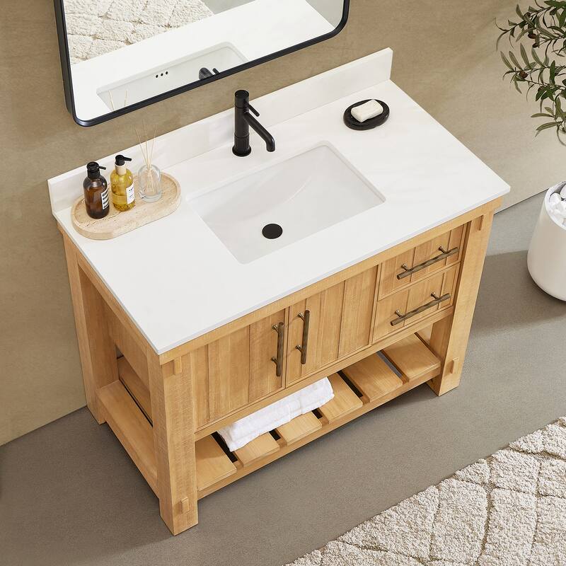 Paris Bath Vanity, Quartz Stone Top without Mirror