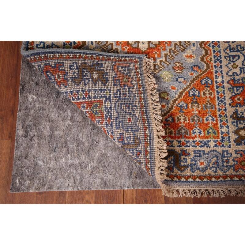 Gray Geometric Kazak Oriental Runner Rug Handmade Wool Carpet - 2'6"x 8'0"