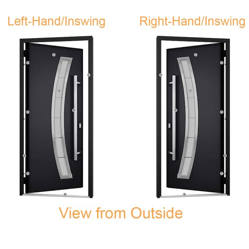 Front Prehung Steel Door 6072 Black Enamel Side and Top Window Sidelite W36+14xH80+16 Lh I Bedroom Door Bathroom Door