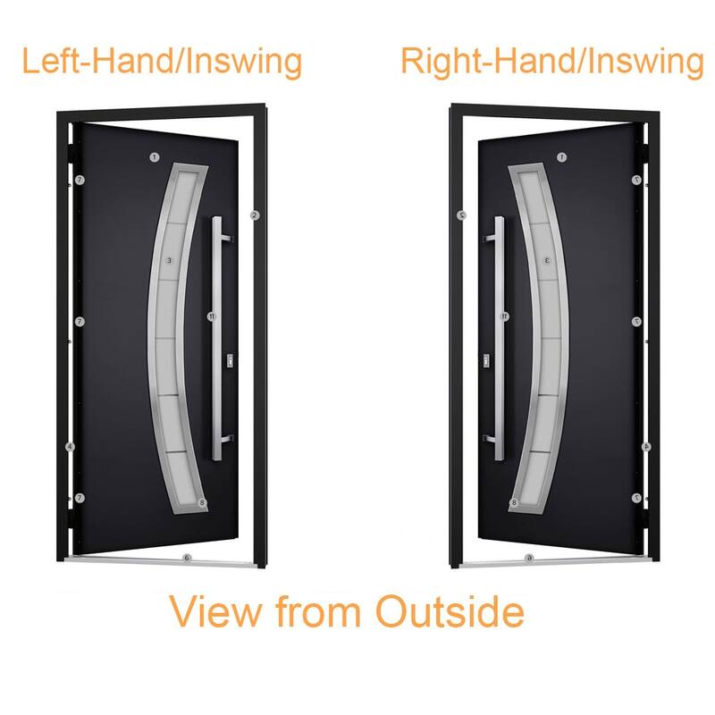 Front Exterior Prehung Steel Door Ronex 1077 Teak Entry Metal Painted W36xH80 Left hand Inswing