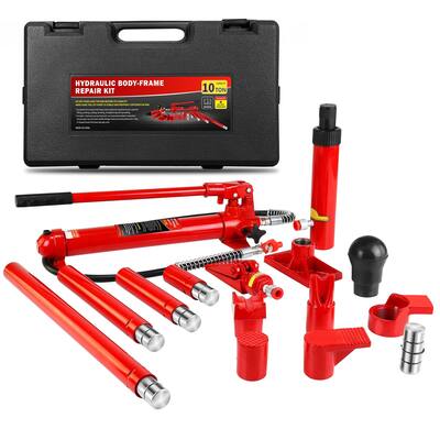 4 Ton Porta Power Kit, Portable Hydraulic Jack with 4.1 ft/1.25 m Oil Hose, 17 Pcs Hydraulic Ram, 8000 Lbs Capacity