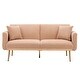 preview thumbnail 10 of 12, Convertible Folding Futon Sofa Bed Velvet Upholstered Loveseat Sofa Furniture Accent Sofa with Rose Gold Metal Feet Beige