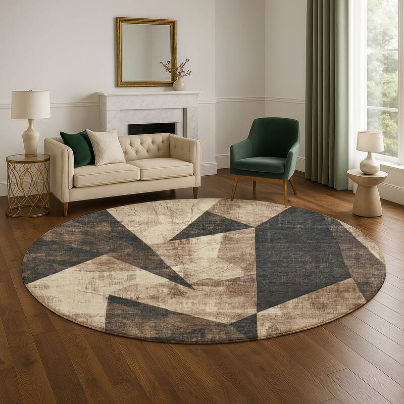 Premium Washable Super Soft Casual Contemporary Mayfield Rug - 8' x 8' - Mocha
