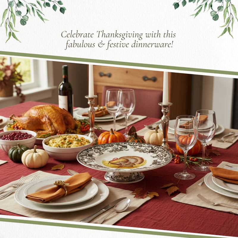 Spode Woodland Turkey Footed Cake Plate - 10.5 in