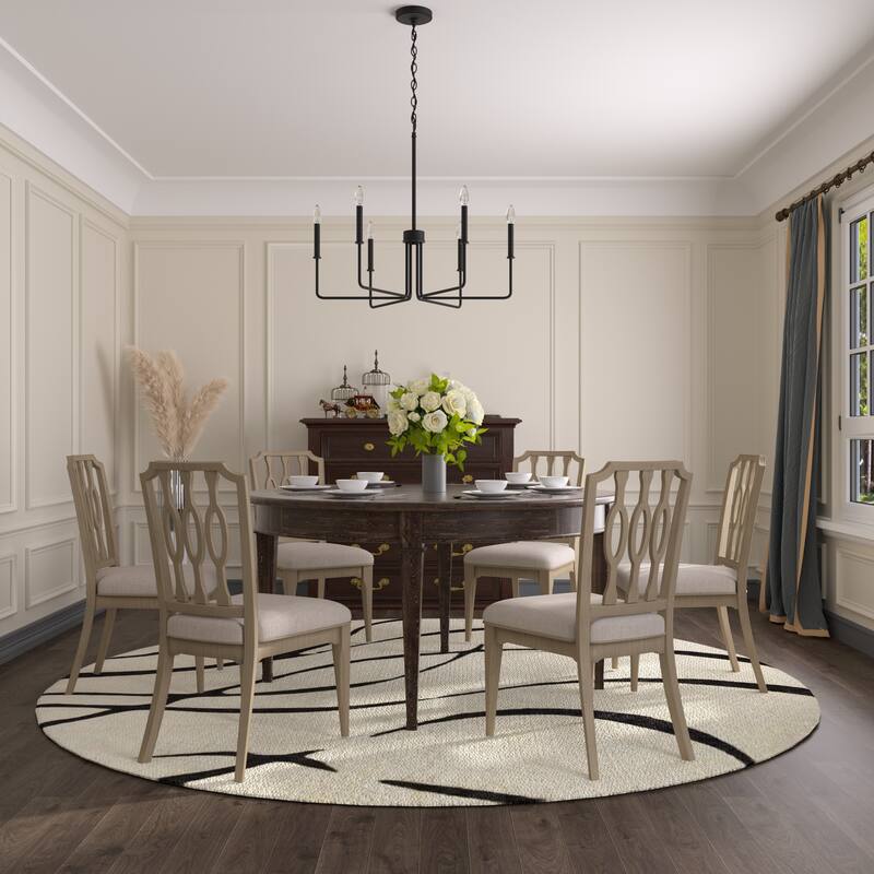 Acroma 6-light Farmhouse Black Linear Candle Chandelier - 28.75 inches