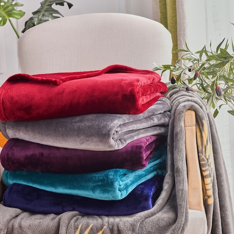 Large Solid Velvet Plush Fleece Blanket