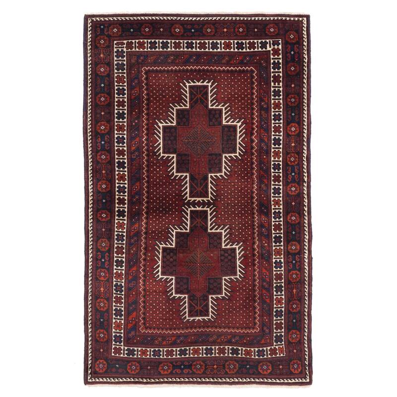ECARPETGALLERY Hand-knotted Konya Anatolian Dark Red Wool Rug - 3'8 x 6'1