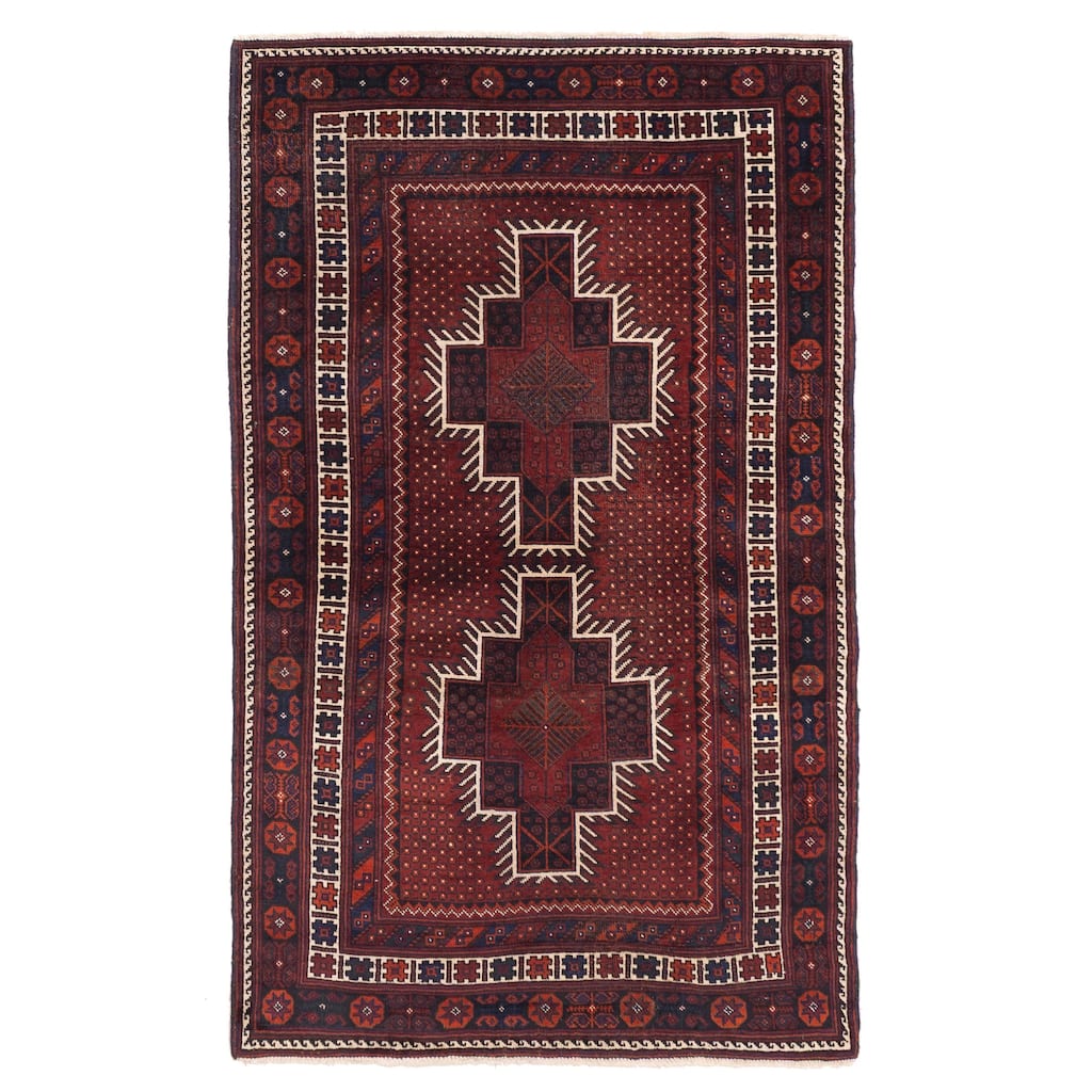 ECARPETGALLERY Hand-knotted Konya Anatolian Dark Red Wool Rug - 3'8 x 6'1