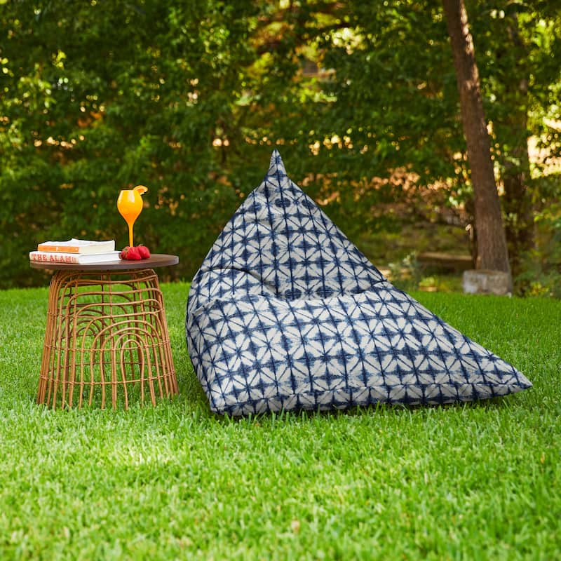 Sorra Home Sunbrella Outdoor Bean Lounger - 54 in W x 38 in W x 21 in H - Midori Indigo