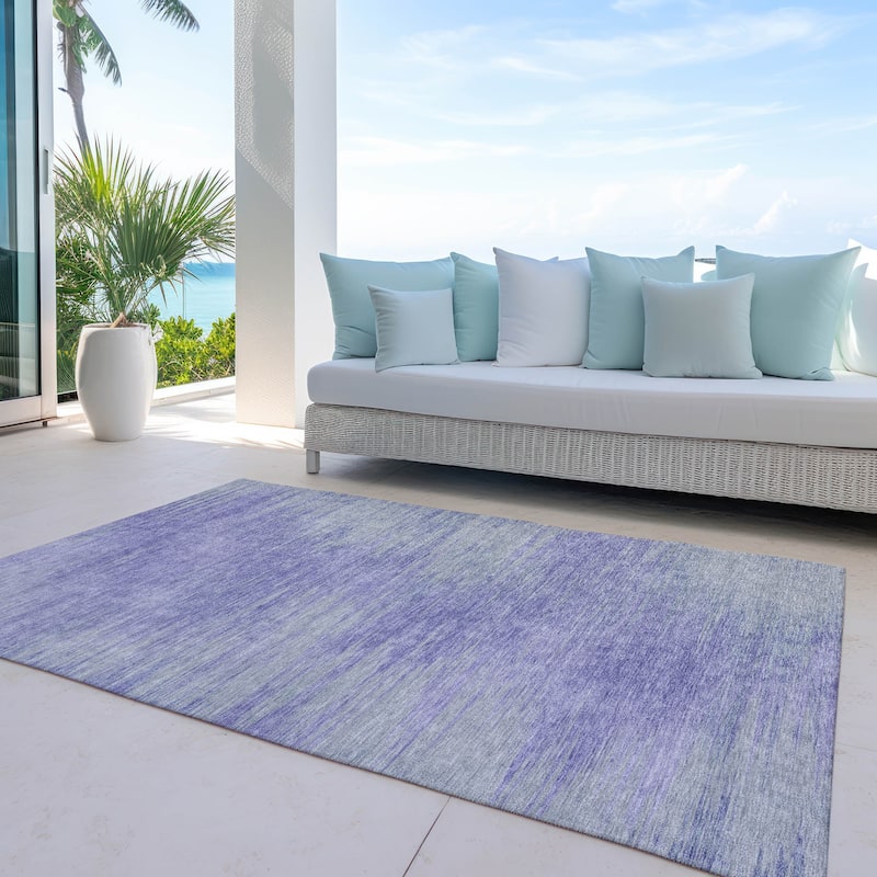 Machine Washable Indoor/ Outdoor Chantille Solid Ombre Rug - 10' x 14' - Plum