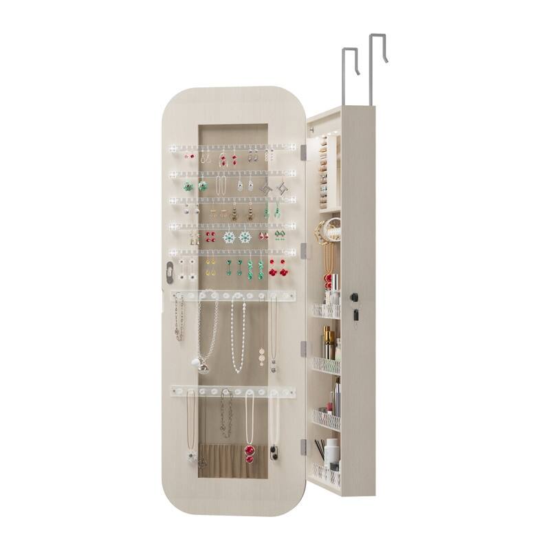 Door or Wall Mounted Jewelry Armoires Organizer with Full Length Mirror