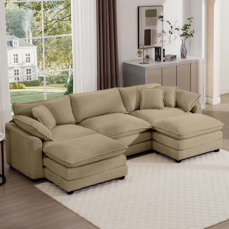 Corduroy Cloud Upholstered Modular Sectional Sofa, Free Combination