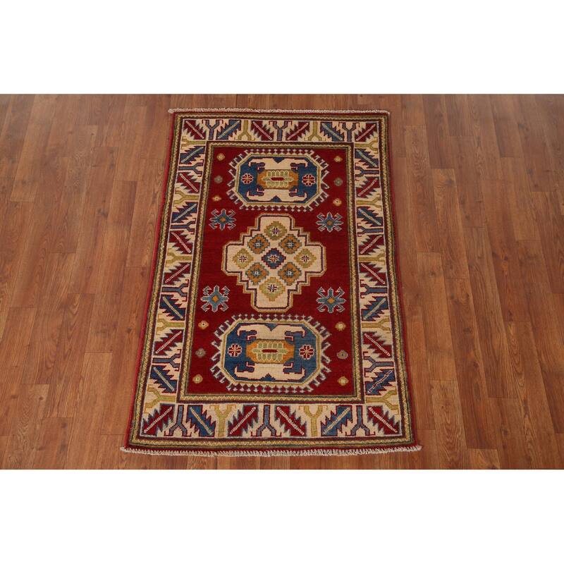 Red Kazak Accent Rug Handmade Wool Carpet - 2'9" x 4'2"