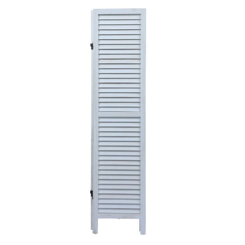 4-Panel White Louvered Room Divider Folding Partition Privacy Screens