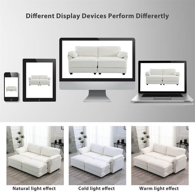 4 Seat Upholstered Sleeper Corner Couch,Deep-Seat with Ottoman