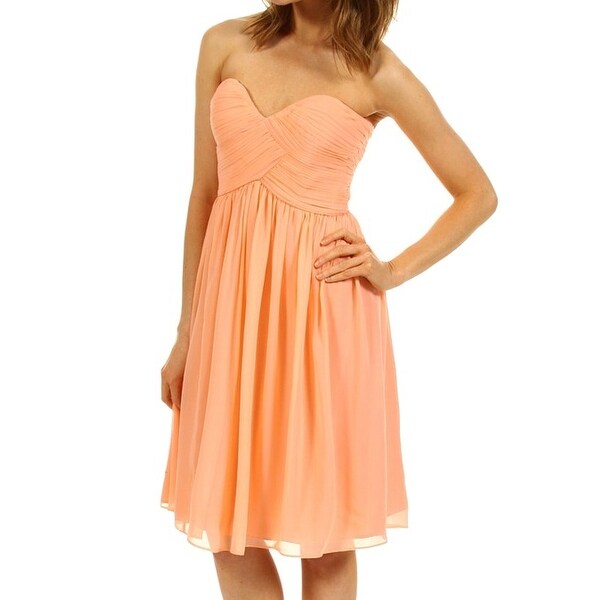 orange strapless dress