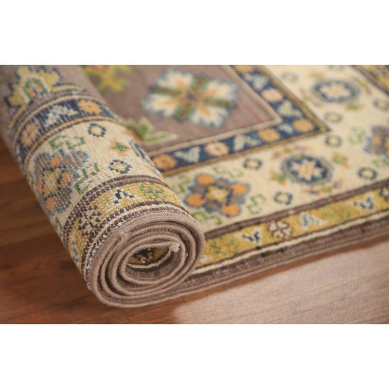 Brown Kazak Oriental Accent Rug Handmade Wool Carpet - 2'8" x 4'0"