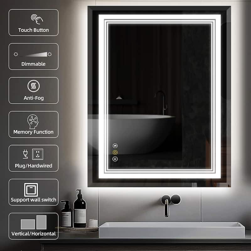 36 in. W x 30 in. H Anti-fog LED Wall Bathroom Vanity Mirror with Backlit and Front Lighting