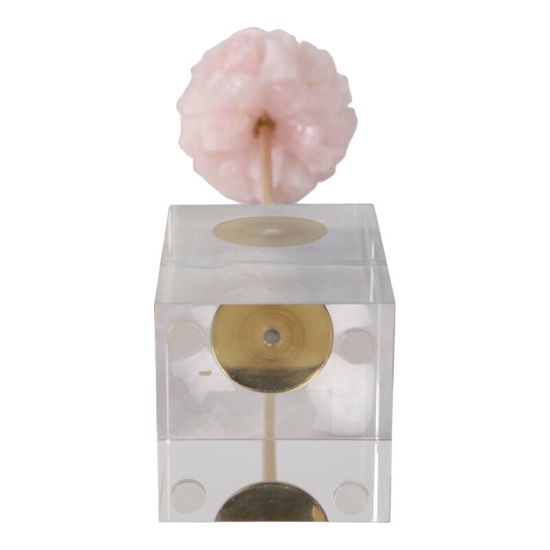 Metal Marble Decorative Sculpture Clustered Crystal Form on Cubic Base